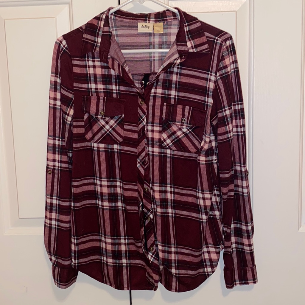 Daytrip Maroon Flannel With Stringed Back